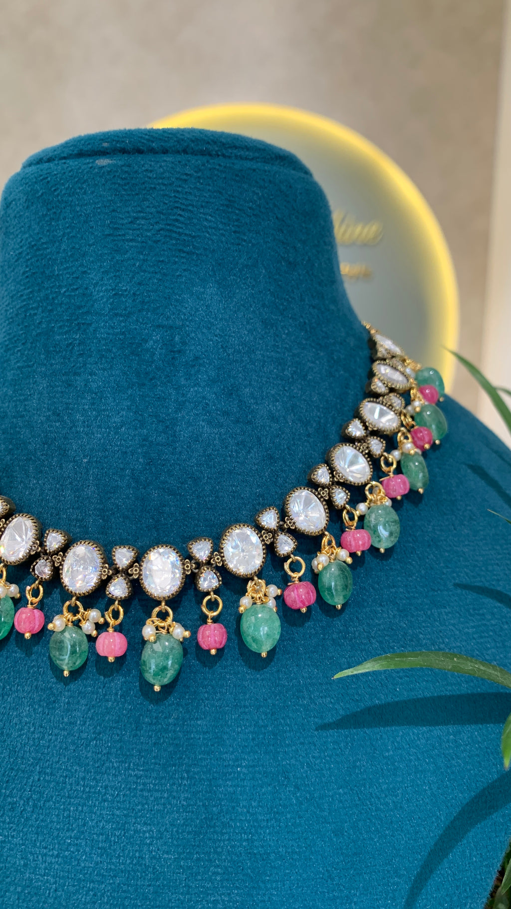pink and Green bead victorian set
