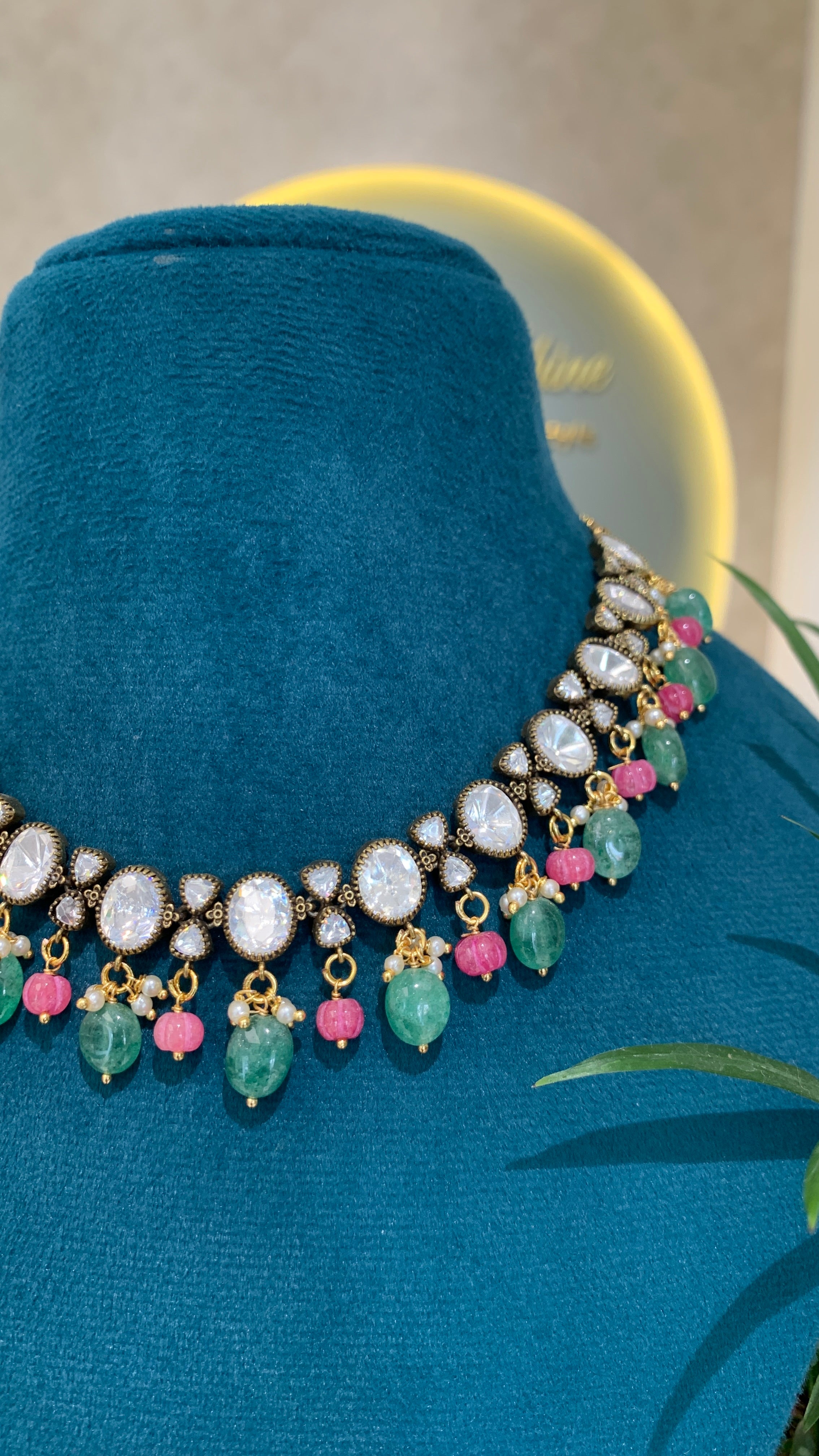 pink and Green bead victorian set